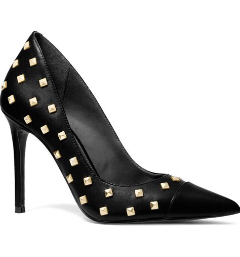 michael kors black suede pumps with gold trim|keke suede pump.